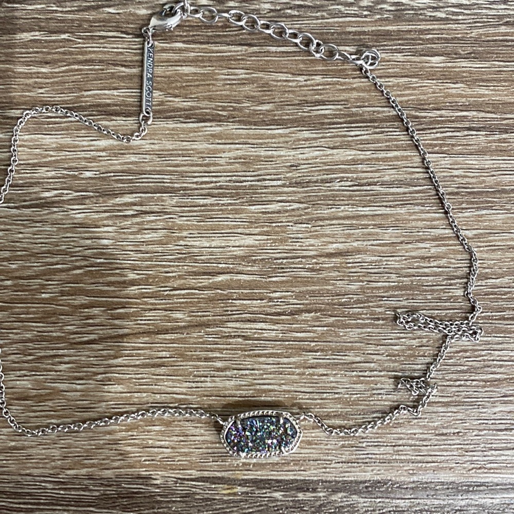 Kendra Scott Elisa Necklace Silver with Rainbow Druzy